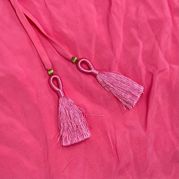 Trina Turk Sandia Top Candy Pink V-Neck Tie Front Blouse XS - Picture 4 of 10